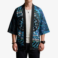 New Zealand Darts Personalised Kimono Aotearoa Silver Fern Blue Papua Shell Spirit - Polynesian Pride