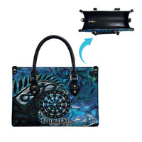 New Zealand Darts Personalised Leather Bag Aotearoa Silver Fern Blue Papua Shell Spirit - Polynesian Pride