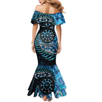 New Zealand Darts Personalised Mermaid Dress Aotearoa Silver Fern Blue Papua Shell Spirit