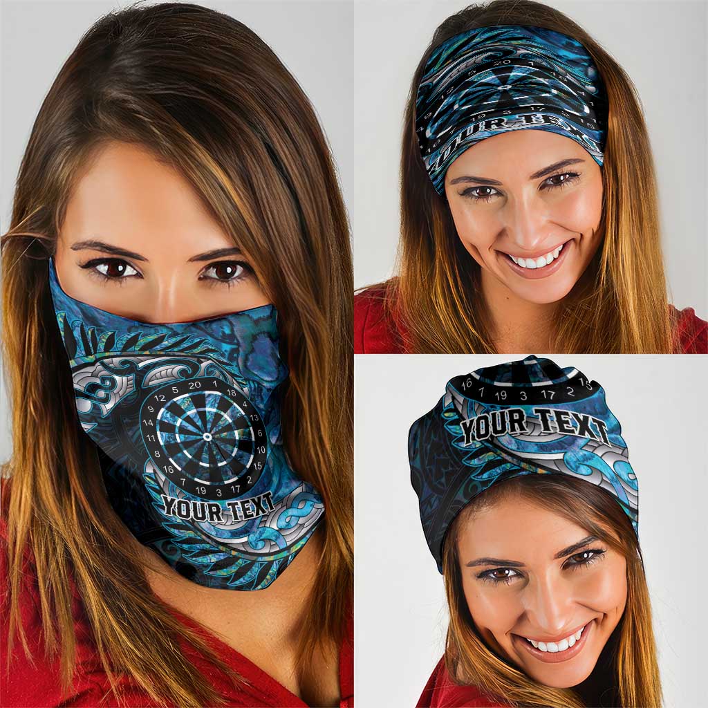 New Zealand Darts Personalised Neck Gaiter Aotearoa Silver Fern Blue Papua Shell Spirit - Polynesian Pride