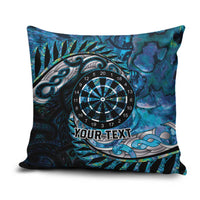 New Zealand Darts Personalised Pillow Cover Aotearoa Silver Fern Blue Papua Shell Spirit - Polynesian Pride