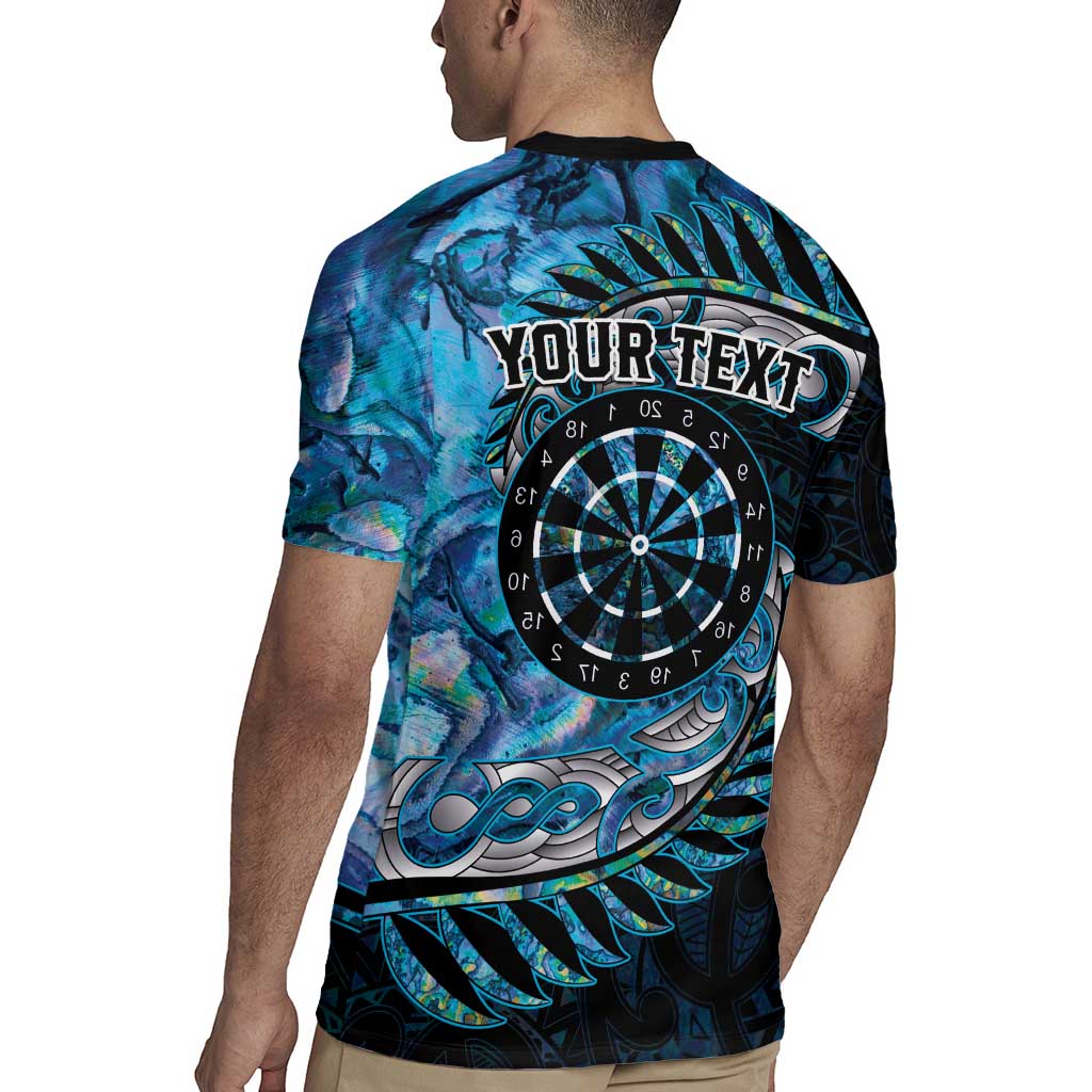 New Zealand Darts Personalised Rugby Jersey Aotearoa Silver Fern Blue Papua Shell Spirit