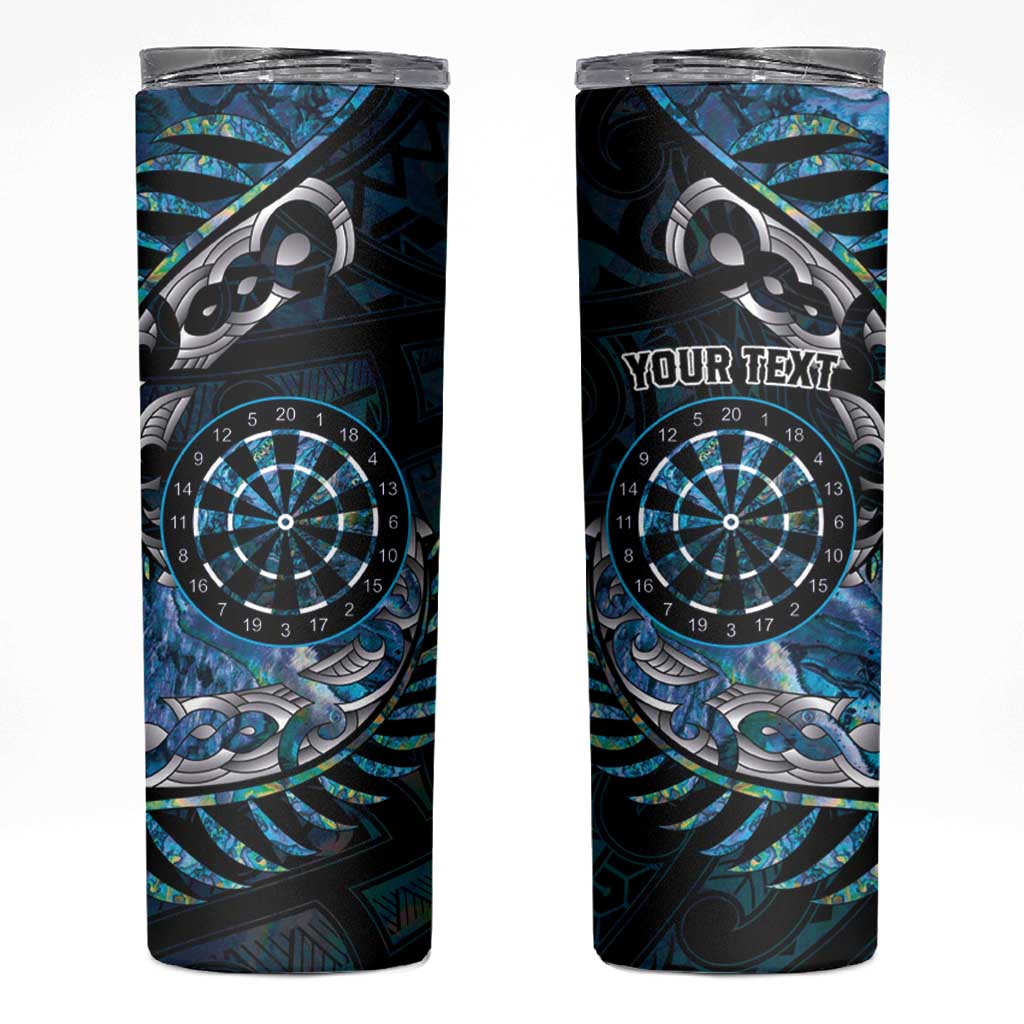 New Zealand Darts Personalised Skinny Tumbler Aotearoa Silver Fern Blue Papua Shell Spirit