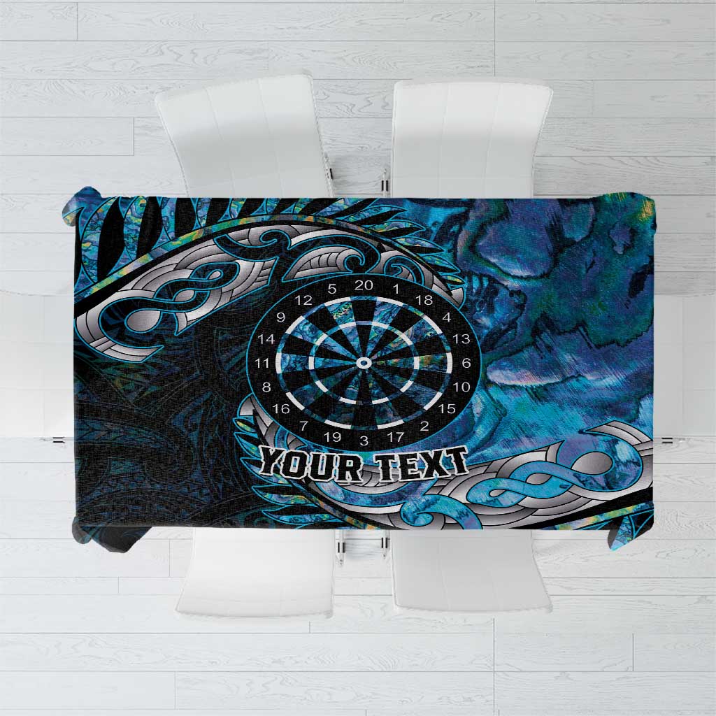 New Zealand Darts Personalised Tablecloth Aotearoa Silver Fern Blue Papua Shell Spirit
