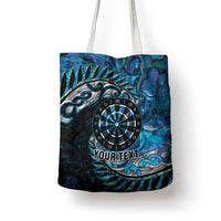 New Zealand Darts Personalised Tote Bag Aotearoa Silver Fern Blue Papua Shell Spirit - Polynesian Pride