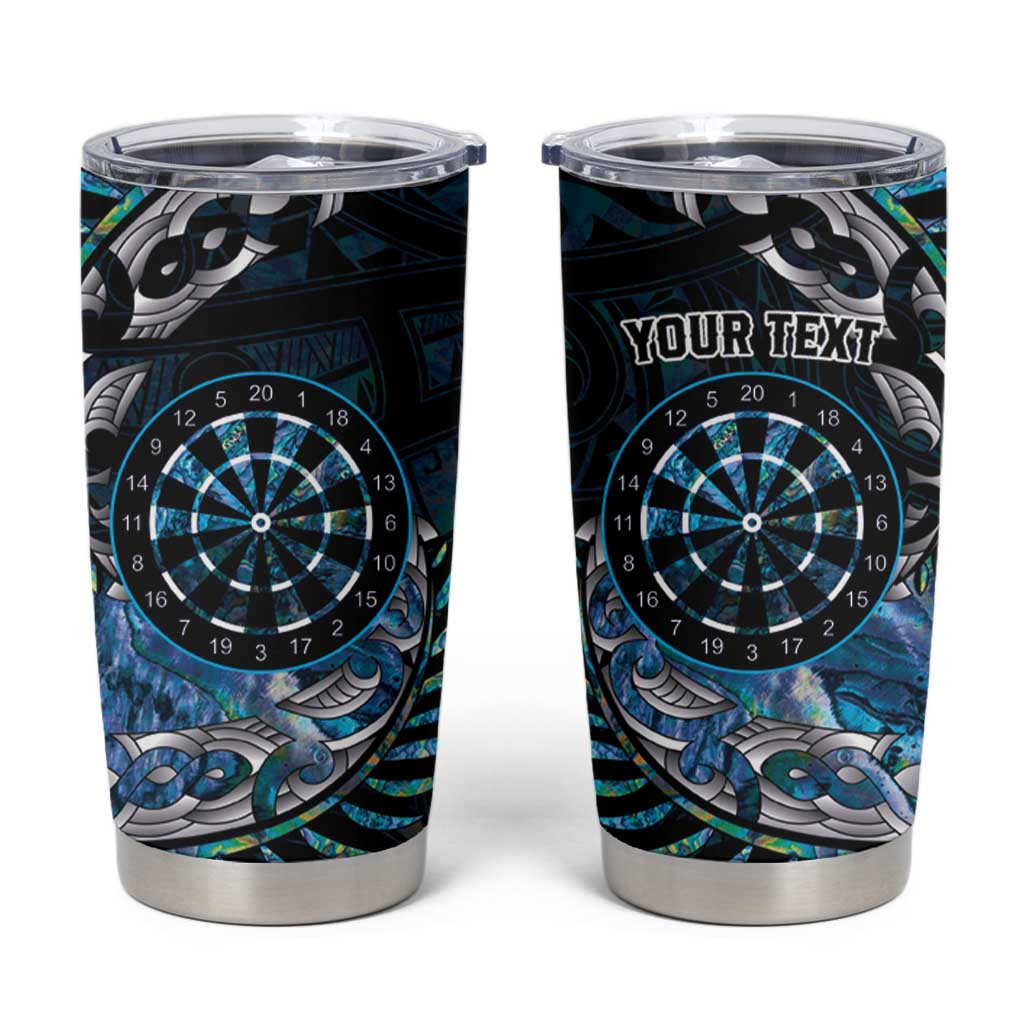 New Zealand Darts Personalised Tumbler Cup Aotearoa Silver Fern Blue Papua Shell Spirit
