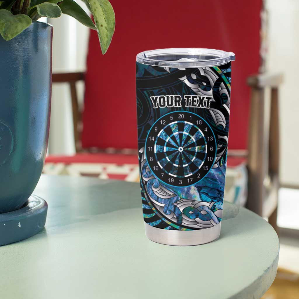 New Zealand Darts Personalised Tumbler Cup Aotearoa Silver Fern Blue Papua Shell Spirit