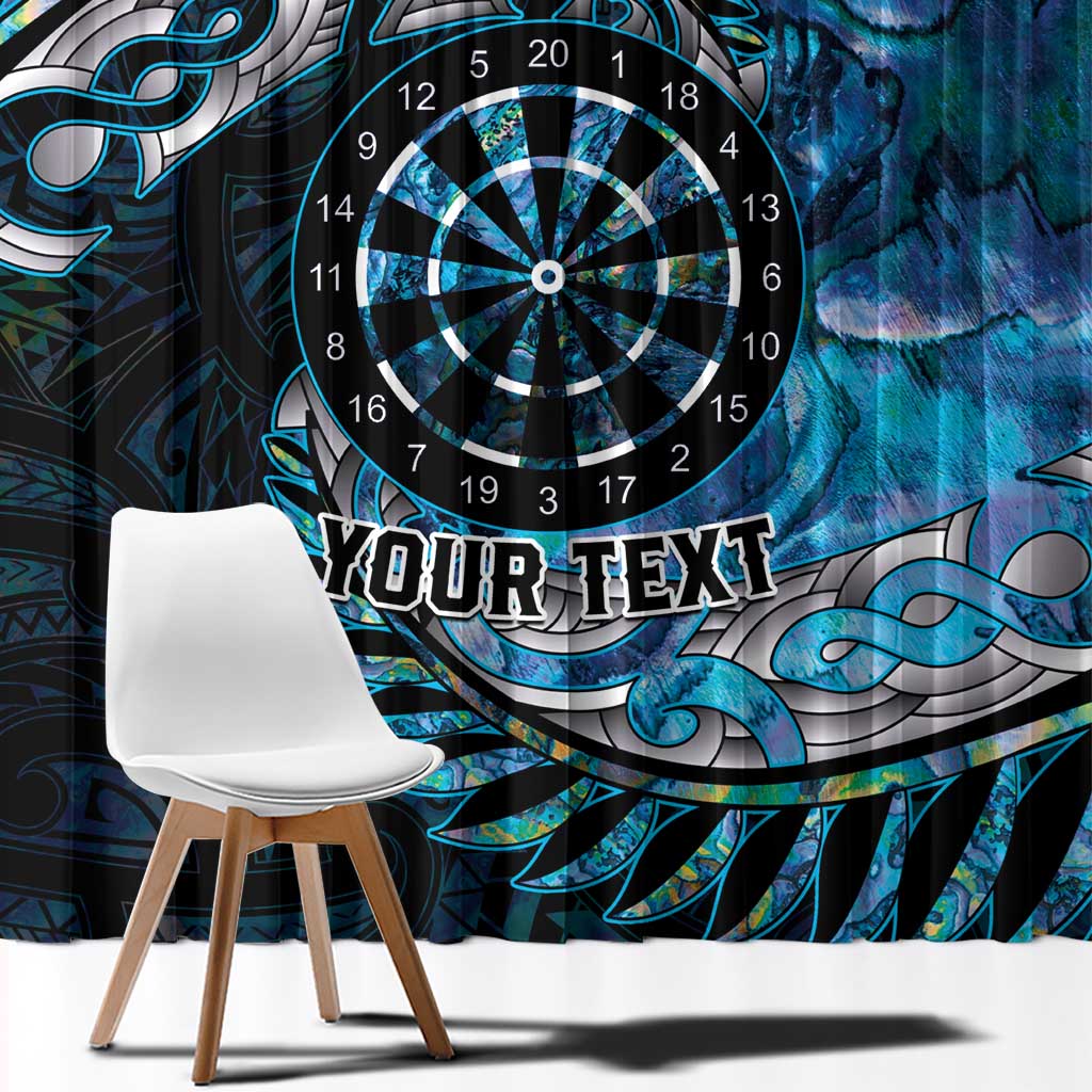 New Zealand Darts Personalised Window Curtain Aotearoa Silver Fern Blue Papua Shell Spirit