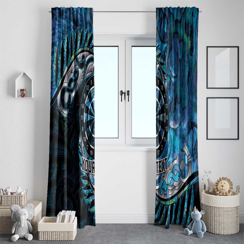 New Zealand Darts Personalised Window Curtain Aotearoa Silver Fern Blue Papua Shell Spirit