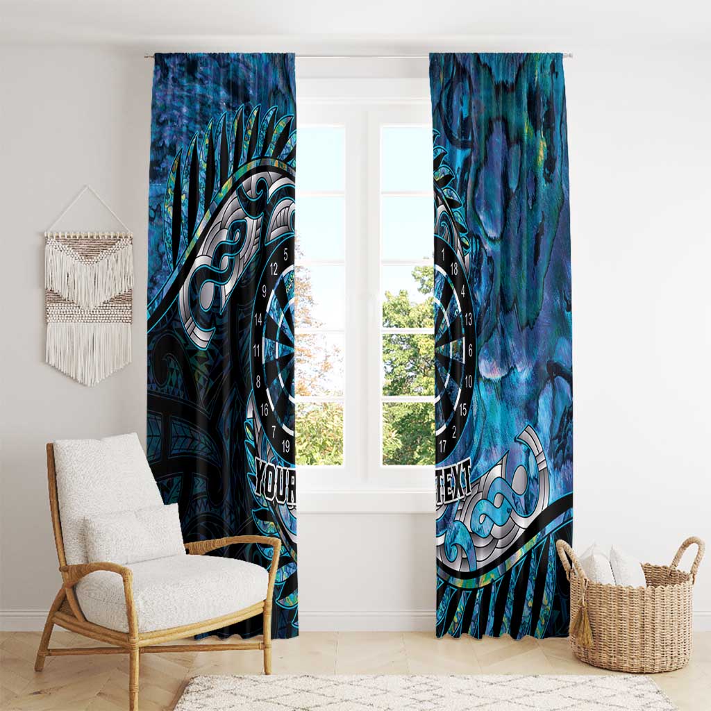 New Zealand Darts Personalised Window Curtain Aotearoa Silver Fern Blue Papua Shell Spirit
