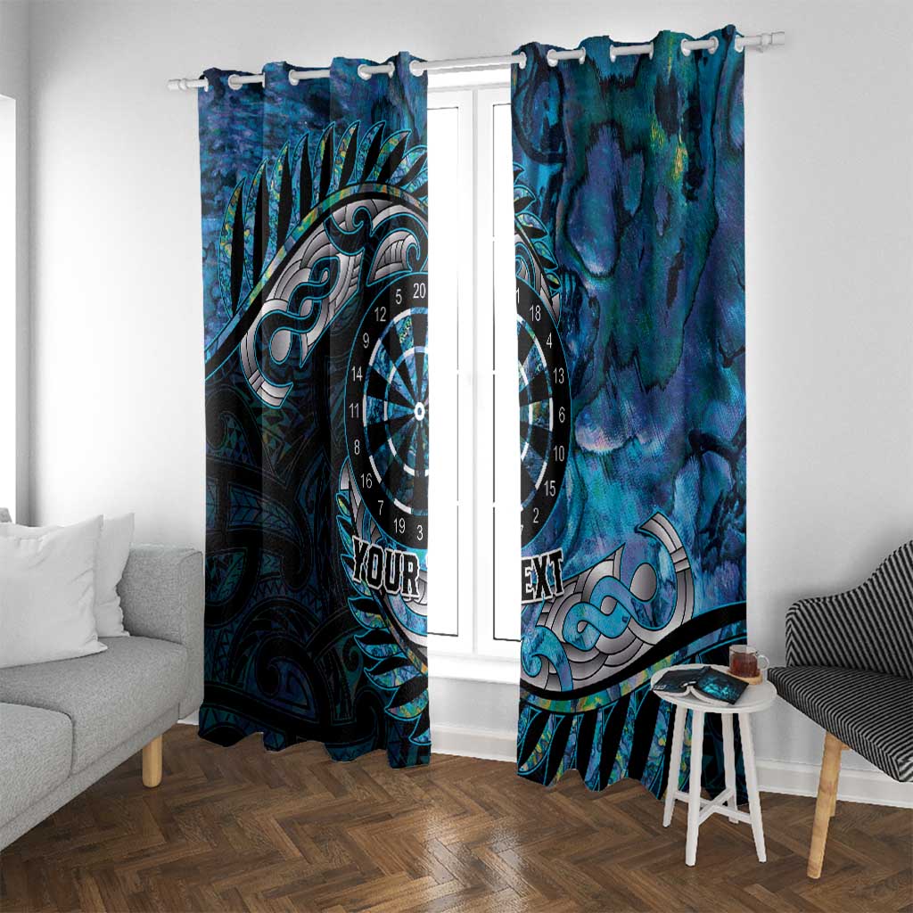 New Zealand Darts Personalised Window Curtain Aotearoa Silver Fern Blue Papua Shell Spirit