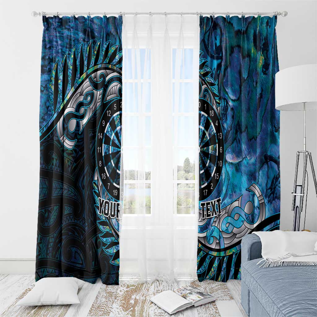 New Zealand Darts Personalised Window Curtain Aotearoa Silver Fern Blue Papua Shell Spirit