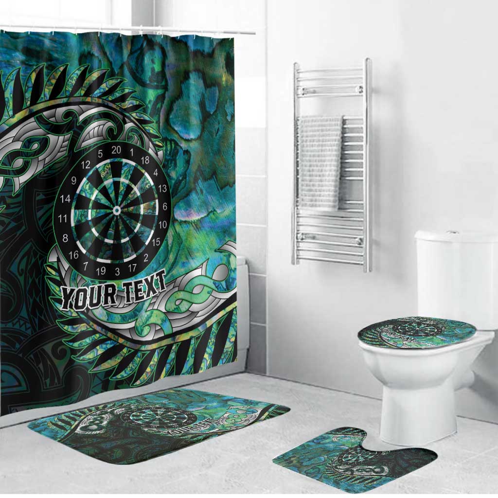 New Zealand Darts Personalised Bathroom Set Aotearoa Silver Fern Green Papua Shell Spirit - Polynesian Pride