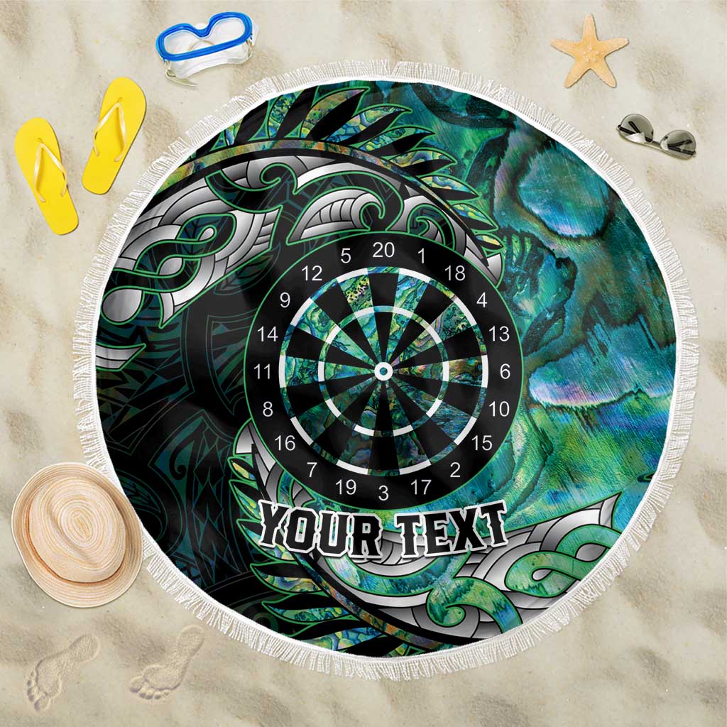 New Zealand Darts Personalised Beach Blanket Aotearoa Silver Fern Green Papua Shell Spirit