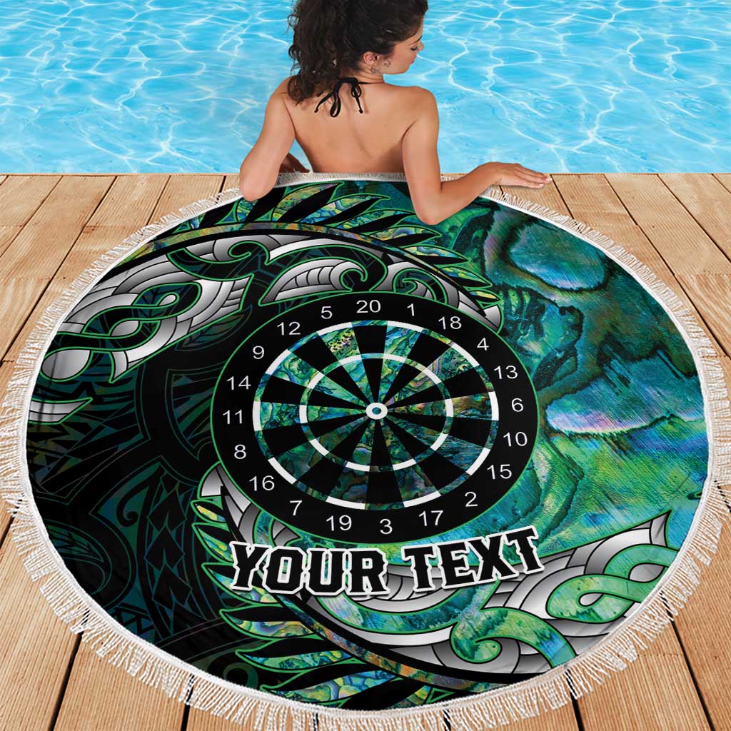 New Zealand Darts Personalised Beach Blanket Aotearoa Silver Fern Green Papua Shell Spirit
