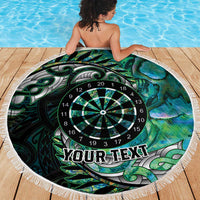 New Zealand Darts Personalised Beach Blanket Aotearoa Silver Fern Green Papua Shell Spirit