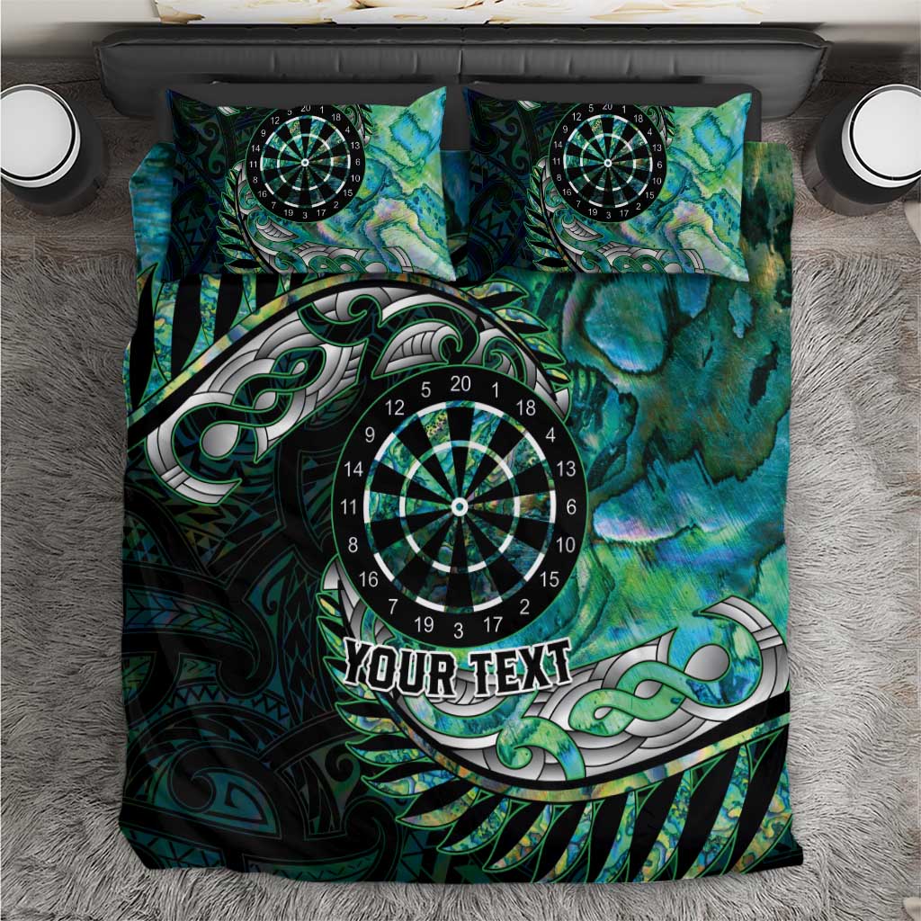 New Zealand Darts Personalised Bedding Set Aotearoa Silver Fern Green Papua Shell Spirit