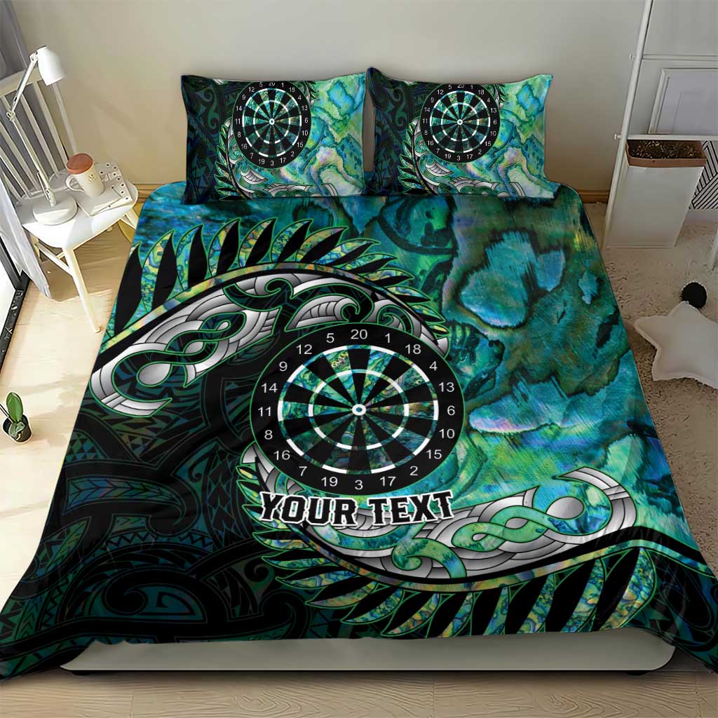 New Zealand Darts Personalised Bedding Set Aotearoa Silver Fern Green Papua Shell Spirit