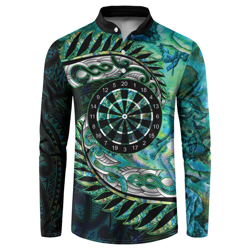 New Zealand Darts Personalised Button Sweatshirt Aotearoa Silver Fern Green Papua Shell Spirit