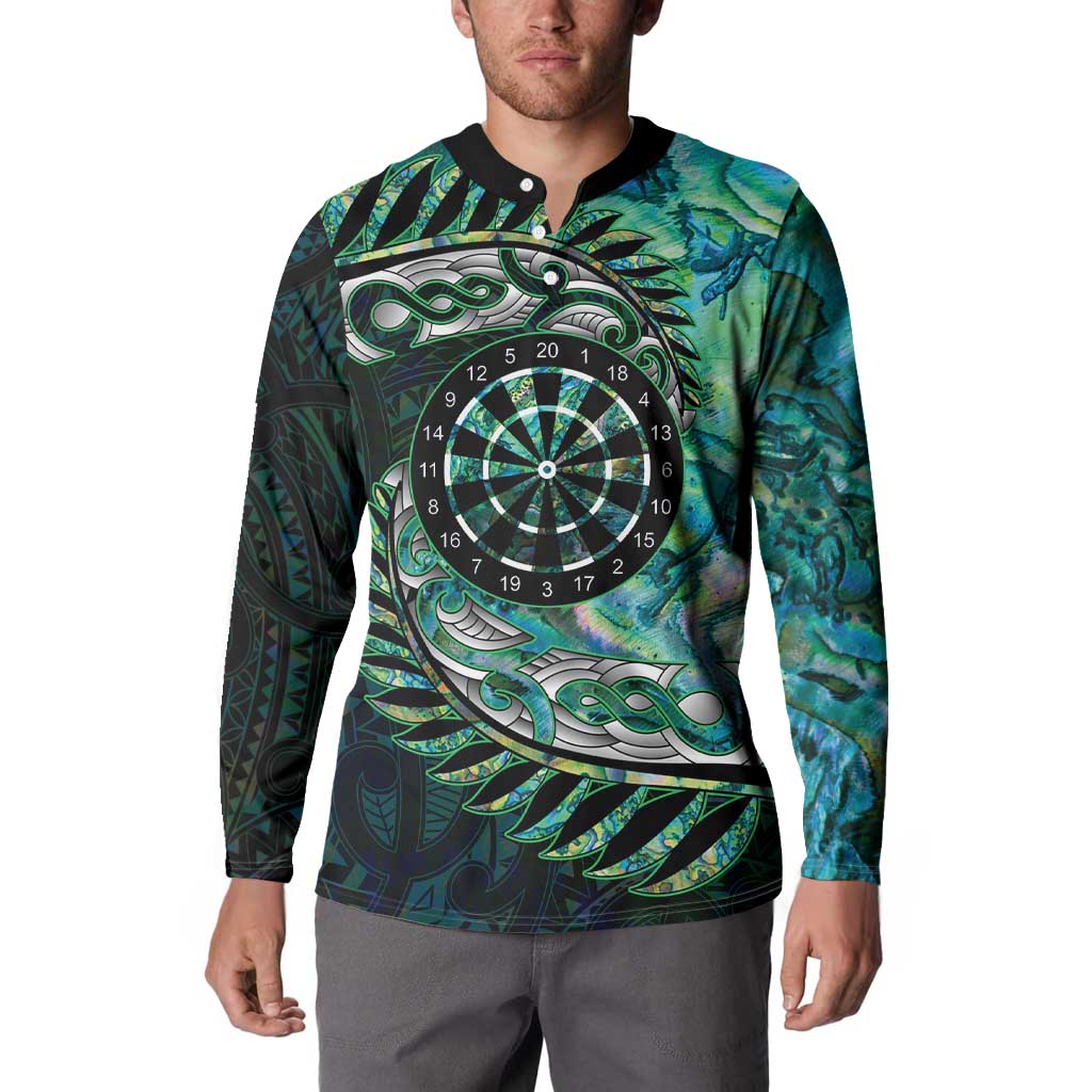 New Zealand Darts Personalised Button Sweatshirt Aotearoa Silver Fern Green Papua Shell Spirit