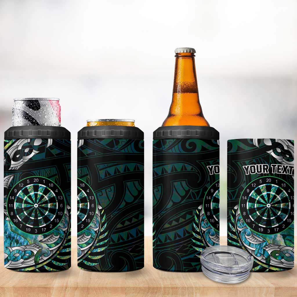 New Zealand Darts Personalised 4 in 1 Can Cooler Tumbler Aotearoa Silver Fern Green Papua Shell Spirit