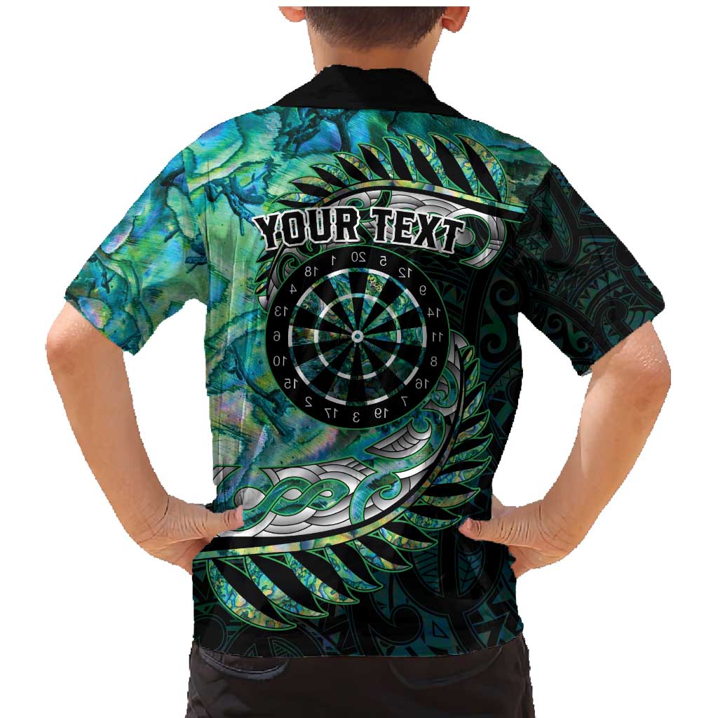 New Zealand Darts Personalised Family Matching Mermaid Dress and Hawaiian Shirt Aotearoa Silver Fern Green Papua Shell Spirit