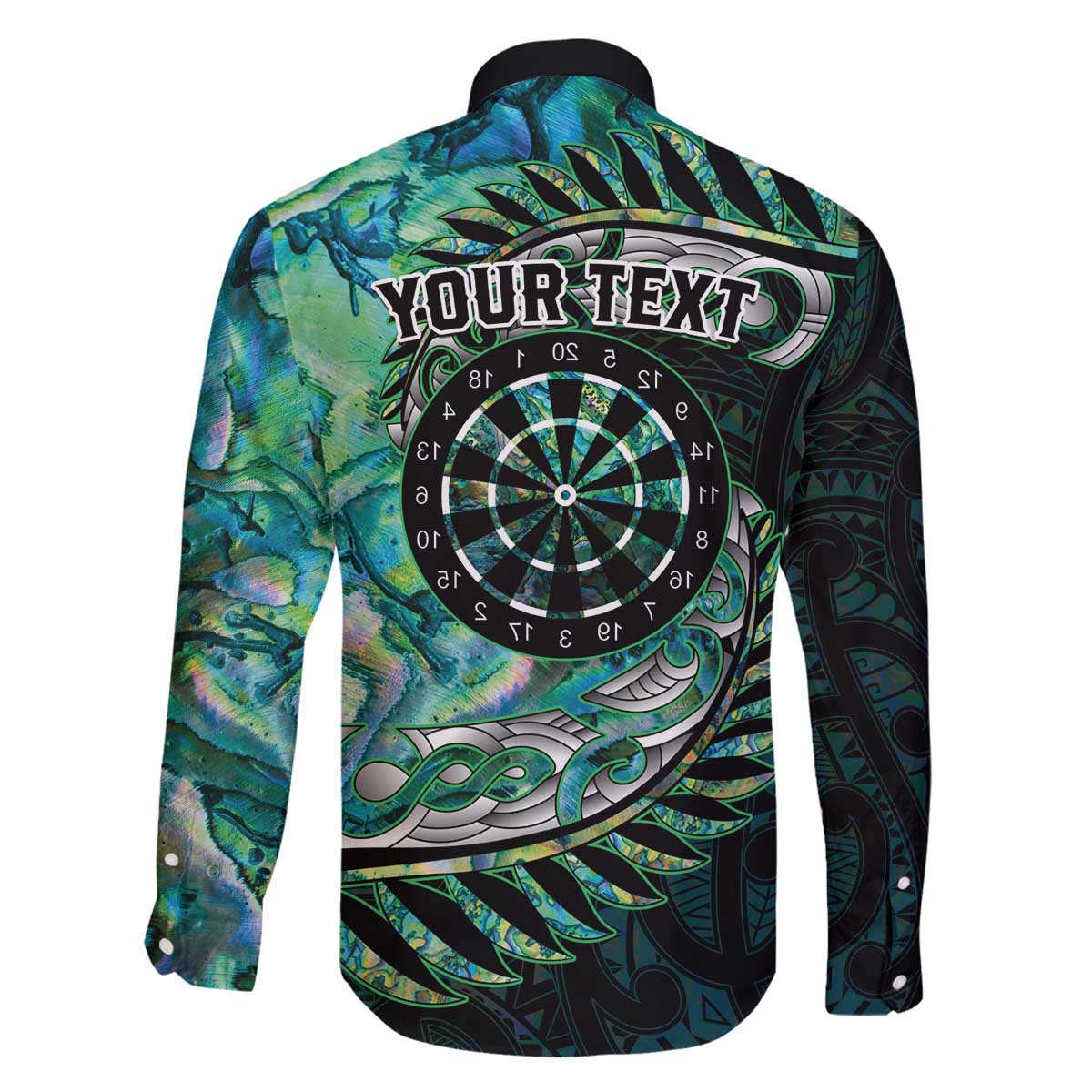 New Zealand Darts Personalised Family Matching Off The Shoulder Long Sleeve Dress and Hawaiian Shirt Aotearoa Silver Fern Green Papua Shell Spirit