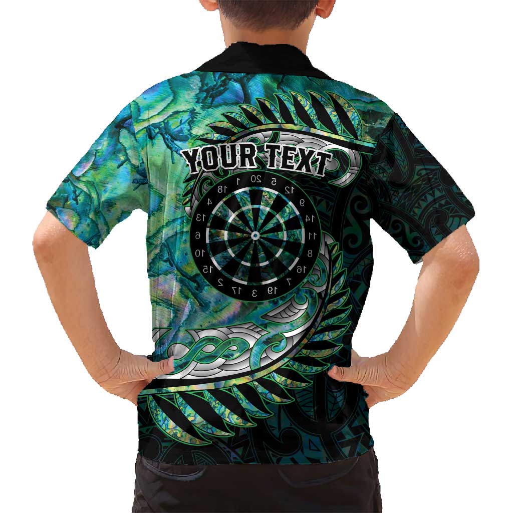 New Zealand Darts Personalised Family Matching Off Shoulder Maxi Dress and Hawaiian Shirt Aotearoa Silver Fern Green Papua Shell Spirit LT9 - Polynesian Pride
