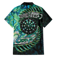 New Zealand Darts Personalised Family Matching Off Shoulder Short Dress and Hawaiian Shirt Aotearoa Silver Fern Green Papua Shell Spirit