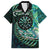 New Zealand Darts Personalised Family Matching Short Sleeve Bodycon Dress and Hawaiian Shirt Aotearoa Silver Fern Green Papua Shell Spirit