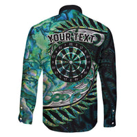 New Zealand Darts Personalised Family Matching Tank Maxi Dress and Hawaiian Shirt Aotearoa Silver Fern Green Papua Shell Spirit