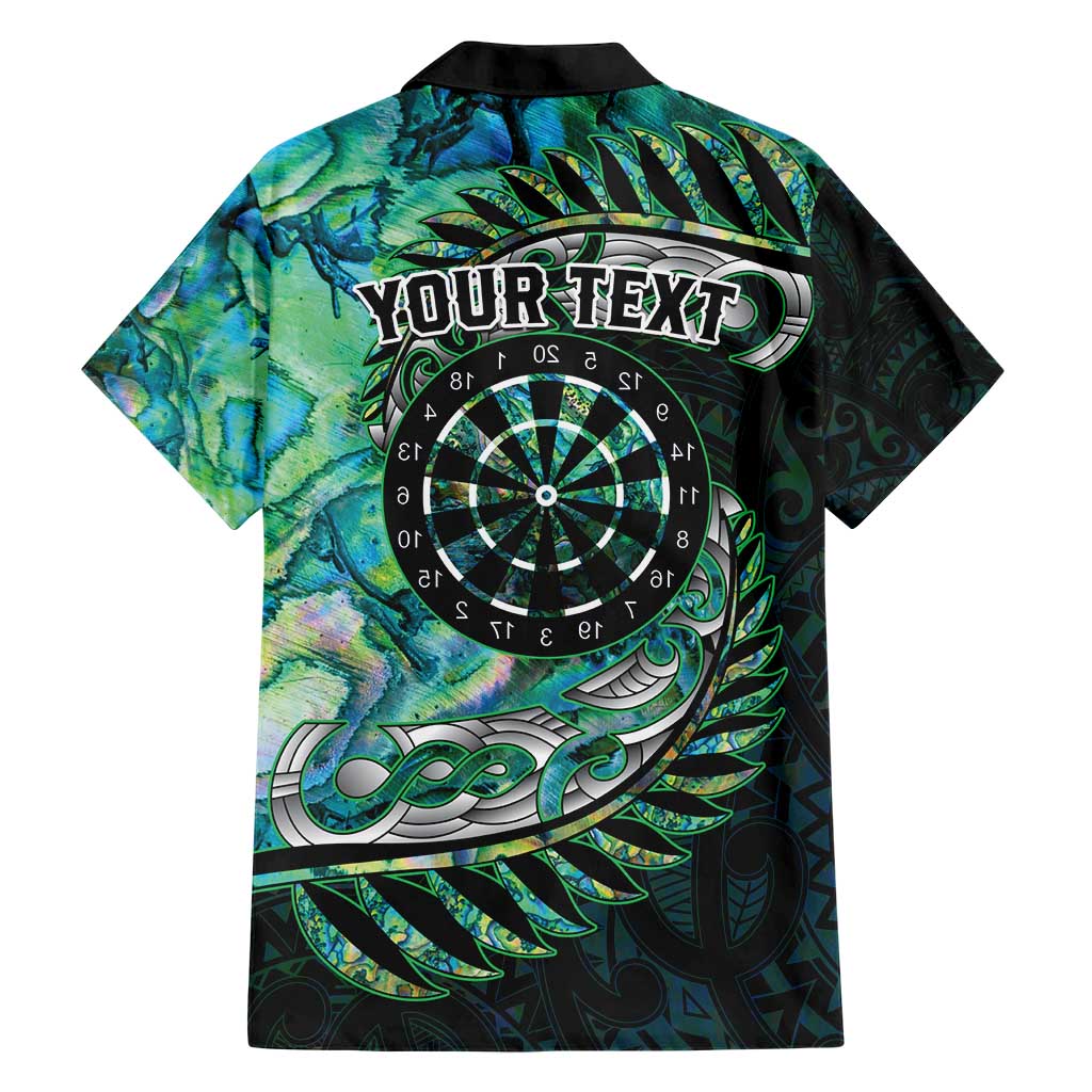 New Zealand Darts Personalised Hawaiian Shirt Aotearoa Silver Fern Green Papua Shell Spirit