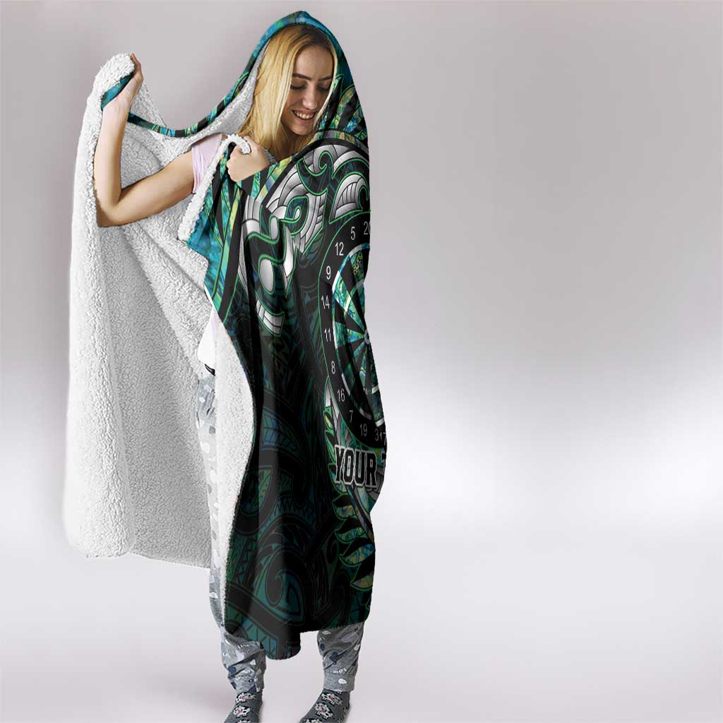 New Zealand Darts Personalised Hooded Blanket Aotearoa Silver Fern Green Papua Shell Spirit LT9 - Polynesian Pride