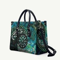 New Zealand Darts Personalised Leather Bag Aotearoa Silver Fern Green Papua Shell Spirit - Polynesian Pride
