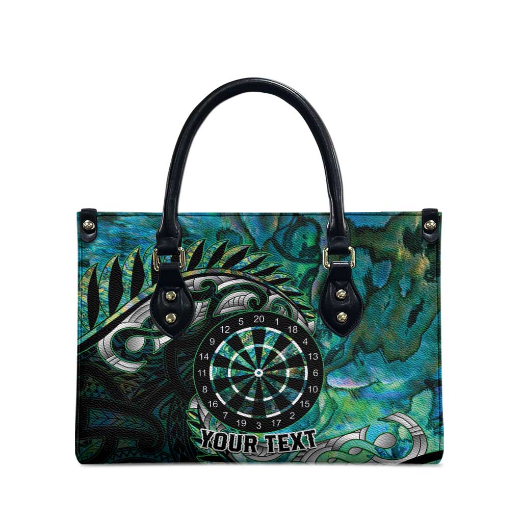 New Zealand Darts Personalised Leather Bag Aotearoa Silver Fern Green Papua Shell Spirit - Polynesian Pride