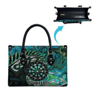 New Zealand Darts Personalised Leather Bag Aotearoa Silver Fern Green Papua Shell Spirit - Polynesian Pride