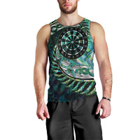 New Zealand Darts Personalised Men Tank Top Aotearoa Silver Fern Green Papua Shell Spirit