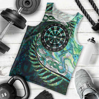 New Zealand Darts Personalised Men Tank Top Aotearoa Silver Fern Green Papua Shell Spirit