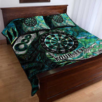 New Zealand Darts Personalised Quilt Bed Set Aotearoa Silver Fern Green Papua Shell Spirit