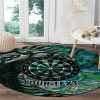 New Zealand Darts Personalised Round Carpet Aotearoa Silver Fern Green Papua Shell Spirit