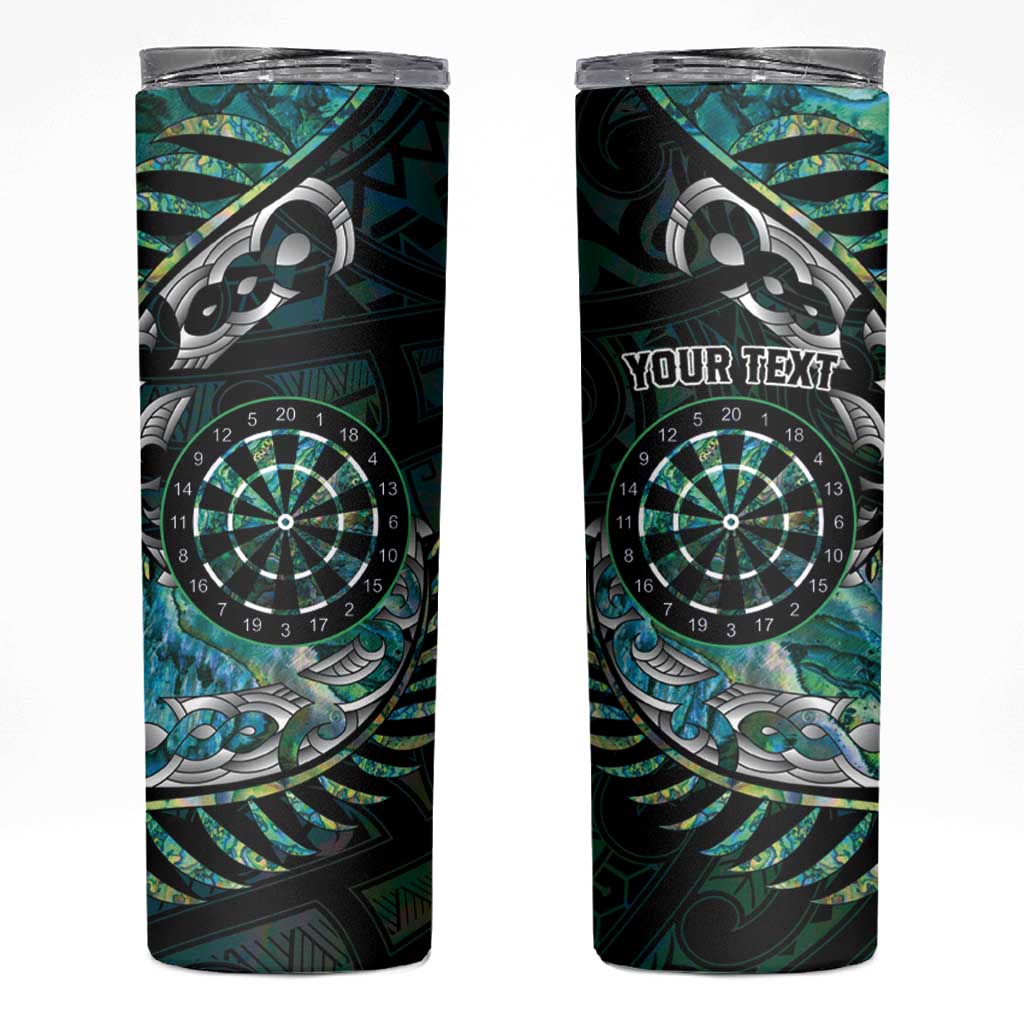 New Zealand Darts Personalised Skinny Tumbler Aotearoa Silver Fern Green Papua Shell Spirit
