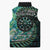 New Zealand Darts Personalised Sleeveless Puffer Jacket Aotearoa Silver Fern Green Papua Shell Spirit - Polynesian Pride