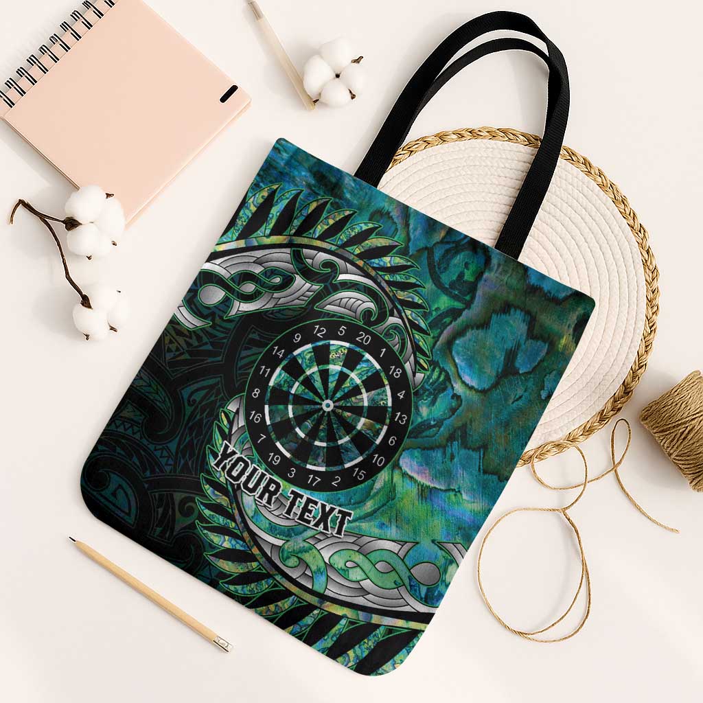 New Zealand Darts Personalised Tote Bag Aotearoa Silver Fern Green Papua Shell Spirit - Polynesian Pride