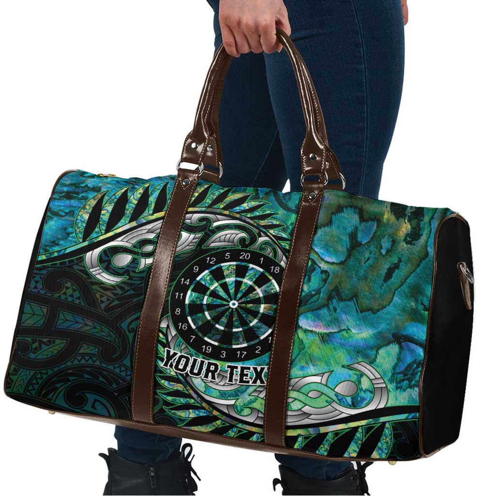 New Zealand Darts Personalised Travel Bag Aotearoa Silver Fern Green Papua Shell Spirit - Polynesian Pride