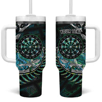 New Zealand Darts Personalised Tumbler With Handle Aotearoa Silver Fern Green Papua Shell Spirit