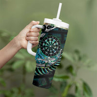 New Zealand Darts Personalised Tumbler With Handle Aotearoa Silver Fern Green Papua Shell Spirit