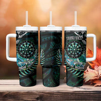 New Zealand Darts Personalised Tumbler With Handle Aotearoa Silver Fern Green Papua Shell Spirit