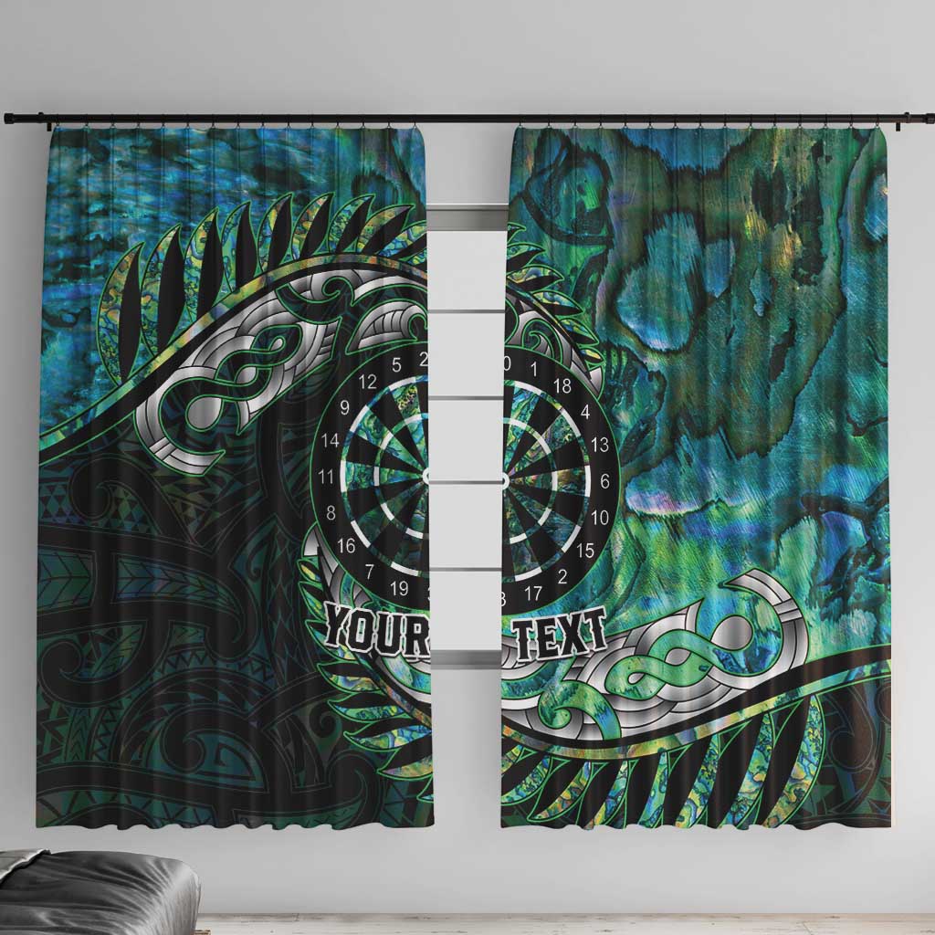 New Zealand Darts Personalised Window Curtain Aotearoa Silver Fern Green Papua Shell Spirit