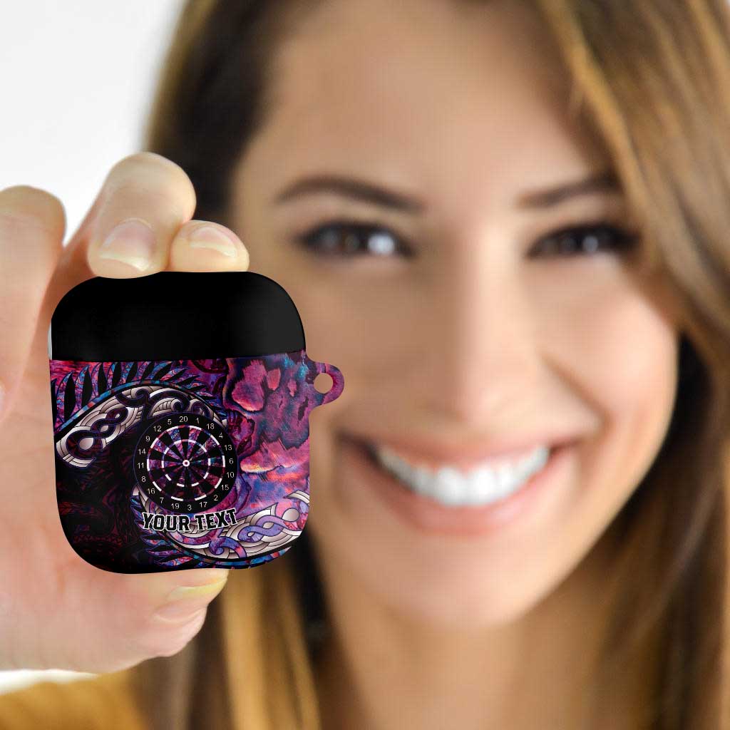 New Zealand Darts Personalised AirPods Case Aotearoa Silver Fern Pink Papua Shell Spirit - Polynesian Pride