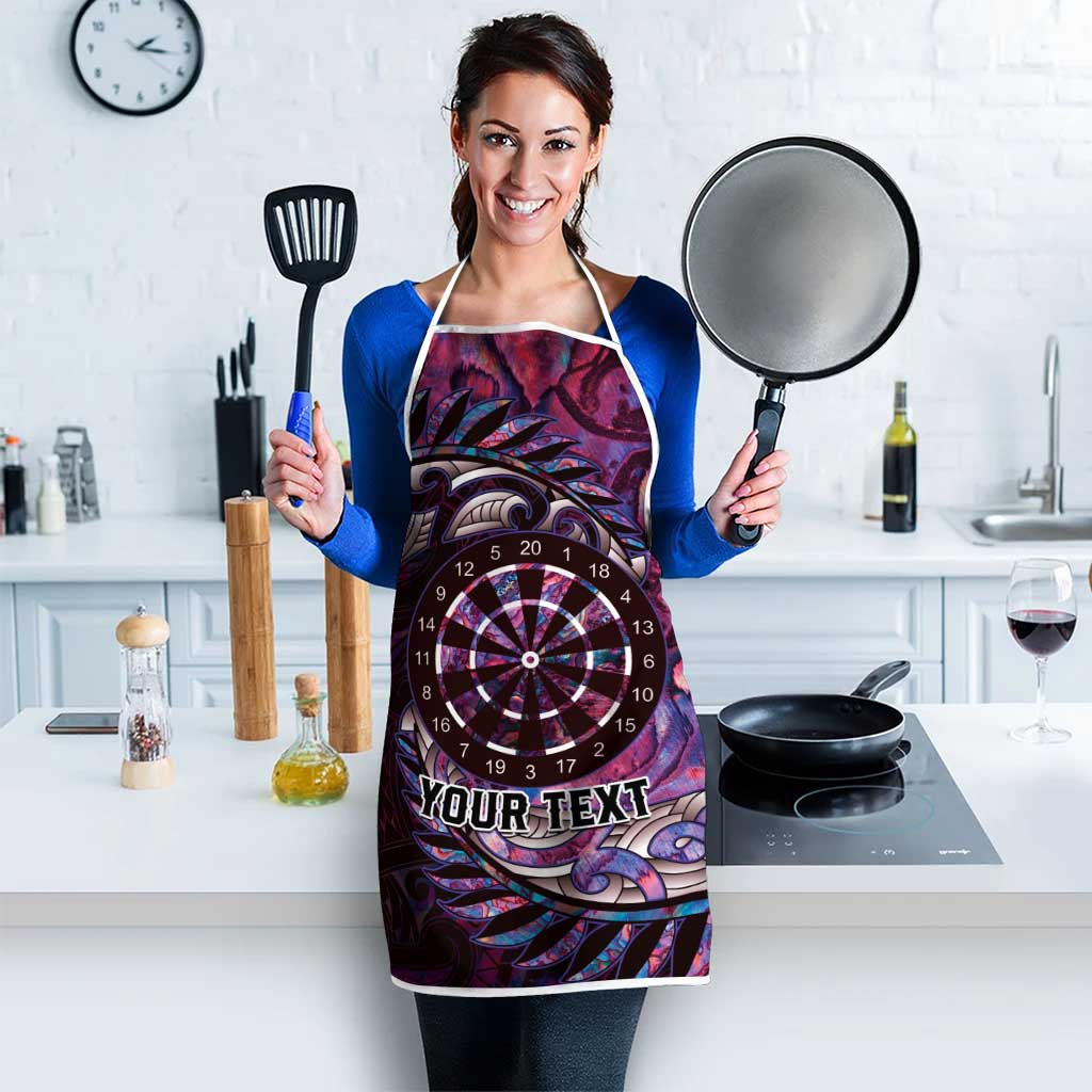 New Zealand Darts Personalised Apron Aotearoa Silver Fern Pink Papua Shell Spirit - Polynesian Pride